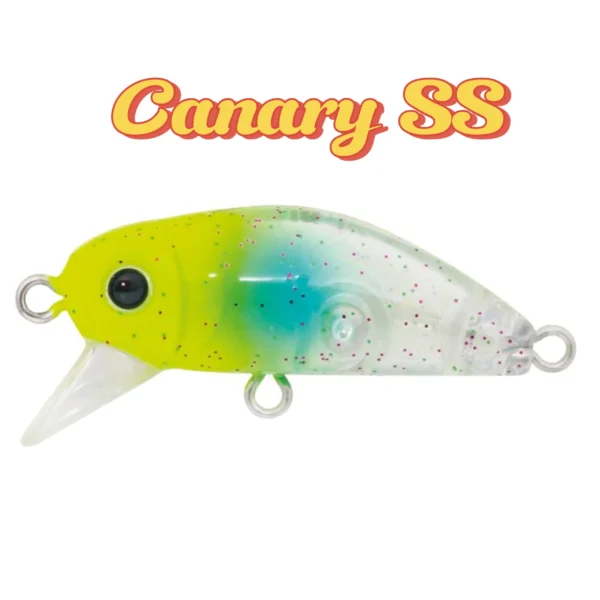 Rainbow-colored fish-shaped fishing lure with a speckled pattern and metal attachment loops.